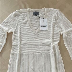 Maiyet White V-Neck Knit Sweater